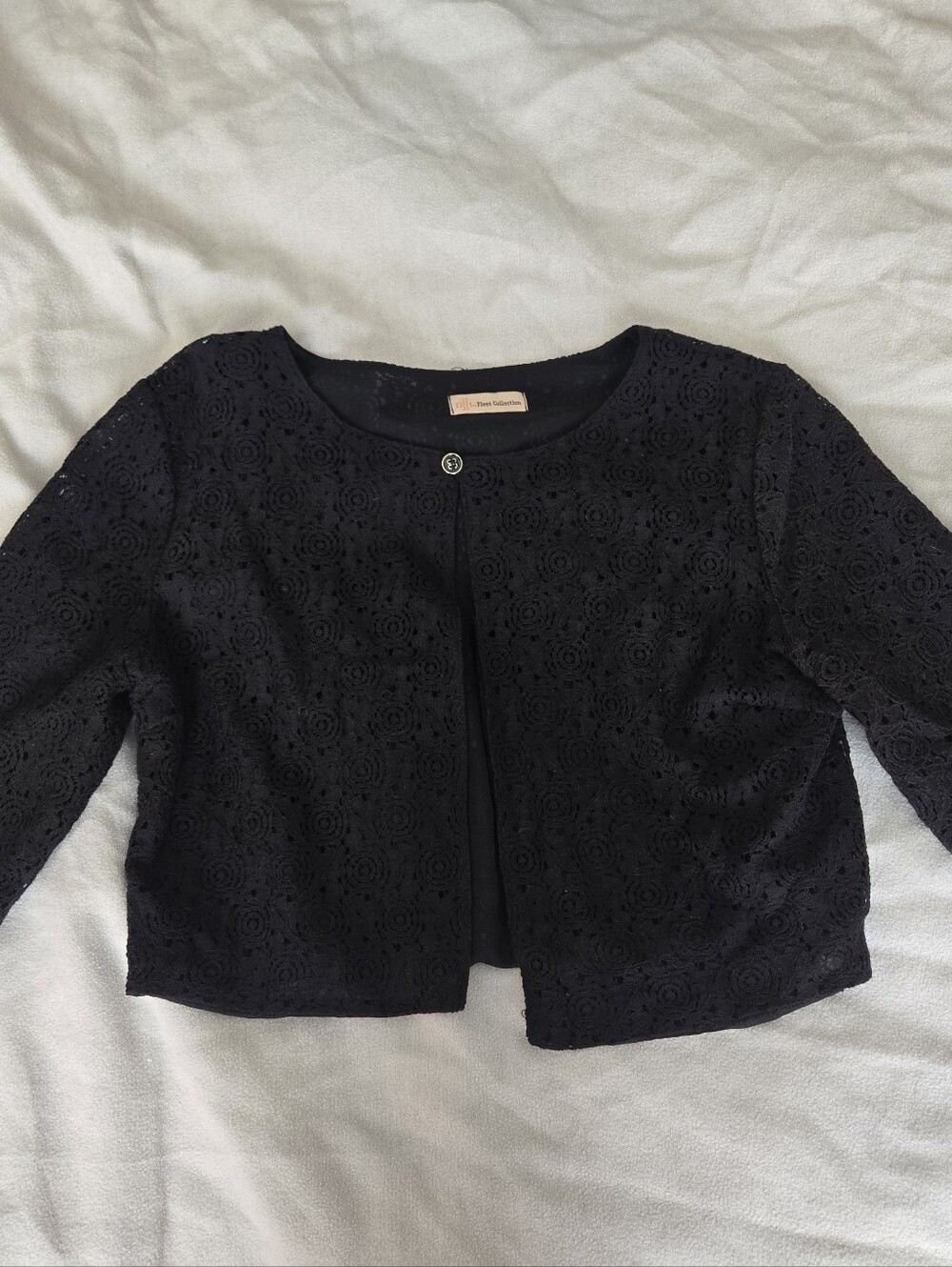 Black Lace Cropped Jacket 3/4 Sleeve